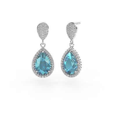 Pendants d'oreilles Tilly per 2 950 platine topaze bleue 12x8 mm