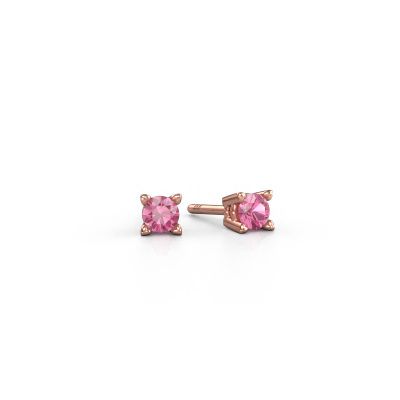 Clous d'oreilles Cather 585 or rose saphir rose 4 mm