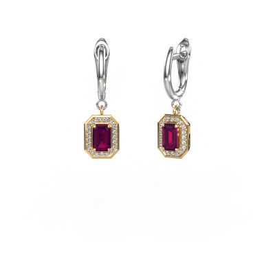 Pendants d'oreilles Dodie 1 585 or jaune rhodolite 6x4 mm