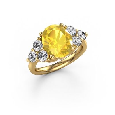 Bague de fiançailles Serenity OVL 585 or jaune saphir jaune 11x9 mm