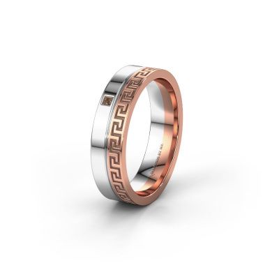 Huwelijksring WH0252L24X 585 rosé goud bruine diamant ±4x1.5 mm