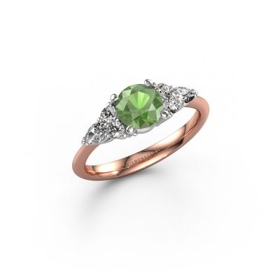 Bague de fiançailles Melani RND 585 or rose vert tourmaline 6 mm
