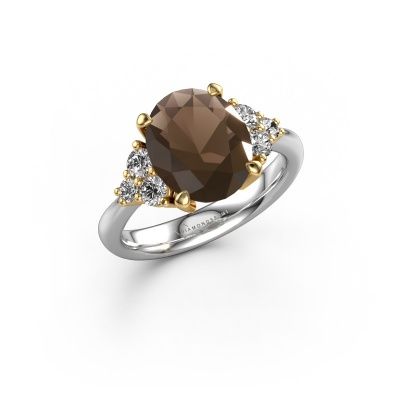 Engagement ring Aleida OVL 1 585 white gold smokey quartz 9x7 mm
