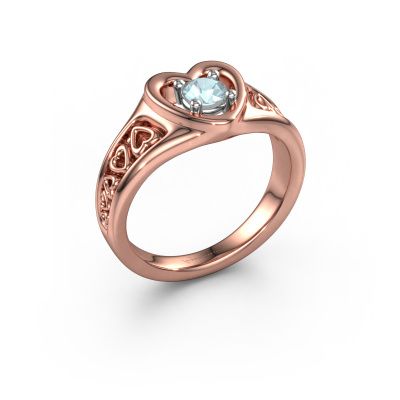 Ring Eura 585 rosé goud aquamarijn 4 mm