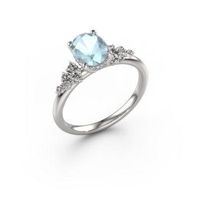 Engagement ring Emma OVL 585 white gold aquamarine 8x6 mm