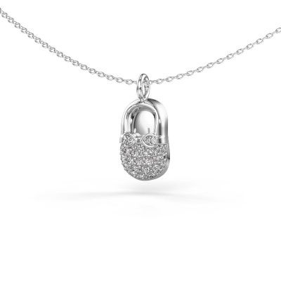 Pendant Babyshoe 585 white gold lab grown diamond 0.193 crt