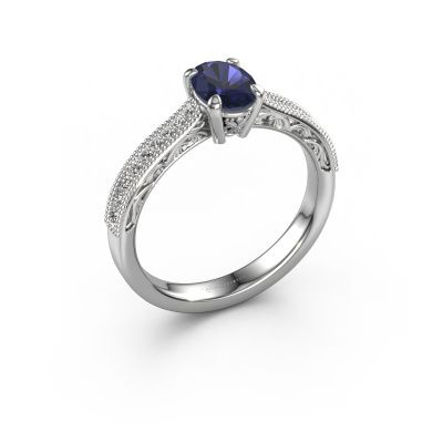 Verlovingsring Shonta OVL 950 platina saffier 7x5 mm