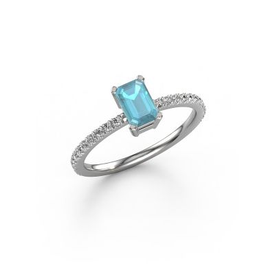 Bague de fiançailles Denita 2 EME 950 platine topaze bleue 6x4 mm