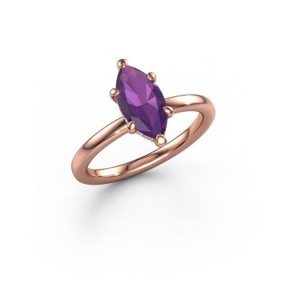 Engagement ring Simone MRQ 2 585 rose gold amethyst 11x5.5 mm