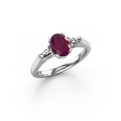 Engagement ring Indy OVL 950 platinum rhodolite 8x6 mm
