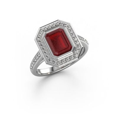 Engagement ring Noud 2 EME 950 platinum ruby 8x6 mm