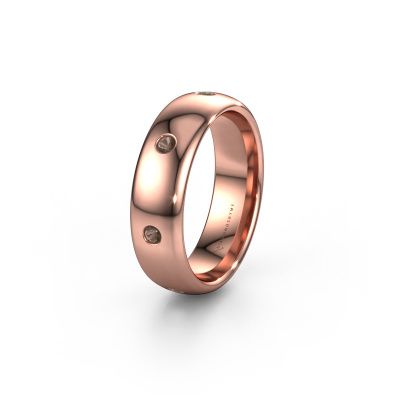 Trouwring WH0105L36BP 585 rosé goud rookkwarts ±6x2 mm