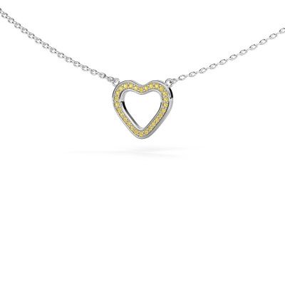 Pendant Heart 3 585 white gold yellow sapphire 0.8 mm