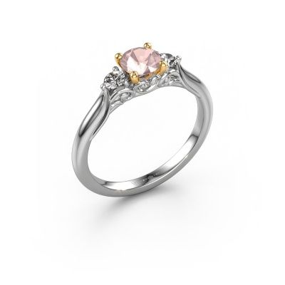 Engagement ring Laurian RND 585 white gold morganite champagne 5 mm