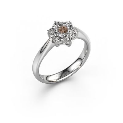 Promise ring Chantal 1 585 white gold brown diamond 0.055 crt