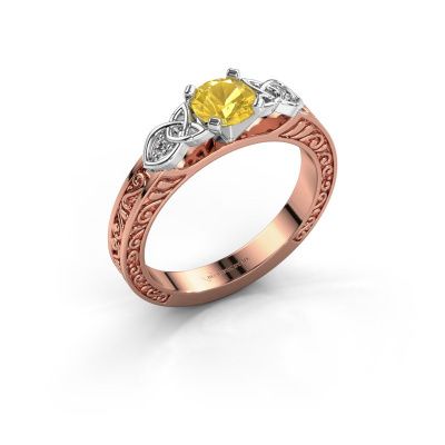 Engagement ring Gillian 585 rose gold yellow sapphire 5 mm