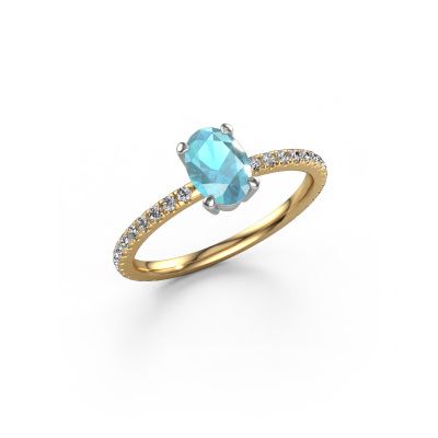 Engagement ring Lynelle 2 585 gold blue topaz 7x5 mm