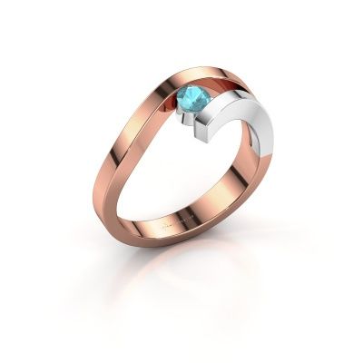 Ring Evalyn 1 585 rose gold blue topaz 3.7 mm
