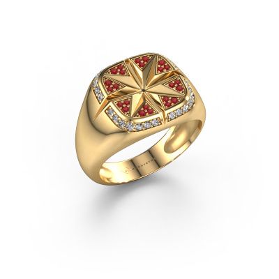 Men's ring Ravi 585 gold ruby 1 mm