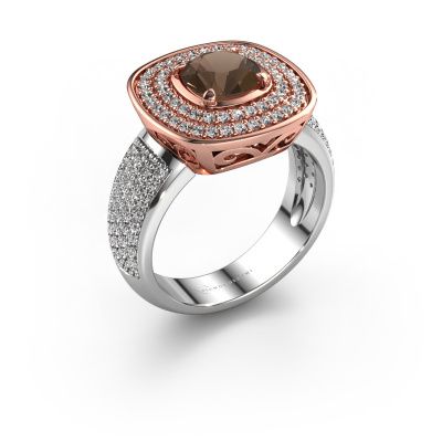 Bague Eliana 585 or rose quartz fumé 6 mm