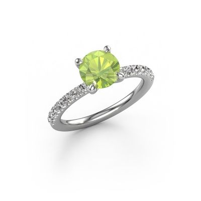 Engagement ring Crystal RND 2 950 platinum peridot 7 mm