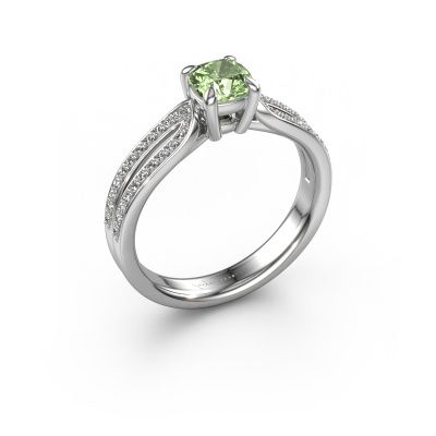 Engagement ring Antonia cus 2 585 white gold green lab grown diamond 5 mm