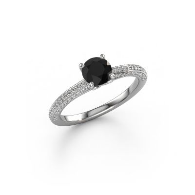 Engagement ring Elenore rnd 585 white gold black diamond 0.72 crt