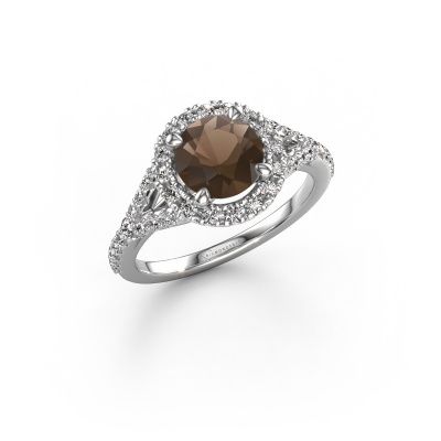 Verlobungsring Kimber RND 950 Platin Rauchquarz 7 mm
