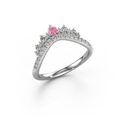 Stackable ring Nica D 585 white gold pink sapphire 2.7 mm