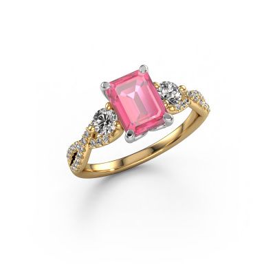 Bague de fiançailles Marilou EME 585 or jaune saphir rose 8x6 mm