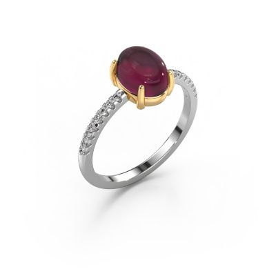 Bague Becky 585 or blanc rhodolite 7x5 mm