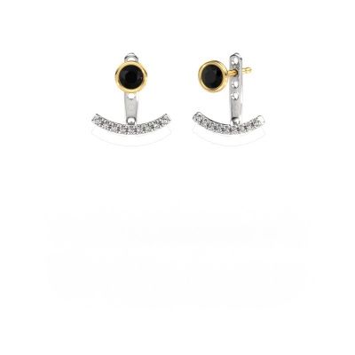 Boucles d'oreilles Rosetta 585 or blanc diamant noir 0.72 crt