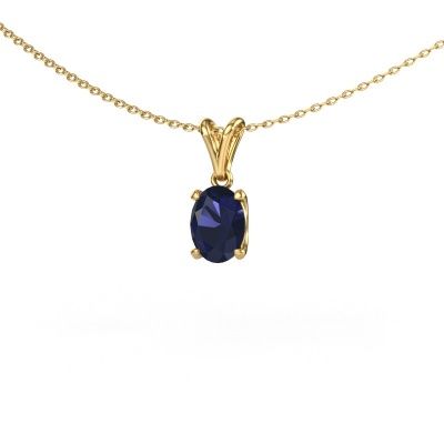 Pendant Sam OVL 585 gold sapphire 8x6 mm