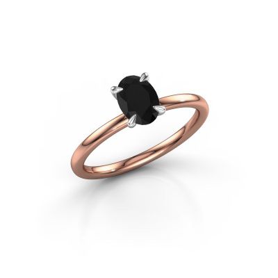 Verlovingsring Crystal OVL 1 585 rosé goud zwarte diamant 1.05 crt