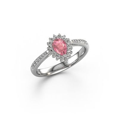 Engagement ring Tilly per 2 585 white gold tourmaline pink 6x4 mm