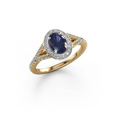 Engagement ring Pamela OVL 585 gold sapphire 7x5 mm