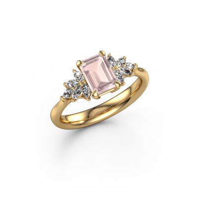 Engagement ring Fiona EME 585 gold morganite champagne 7x5 mm