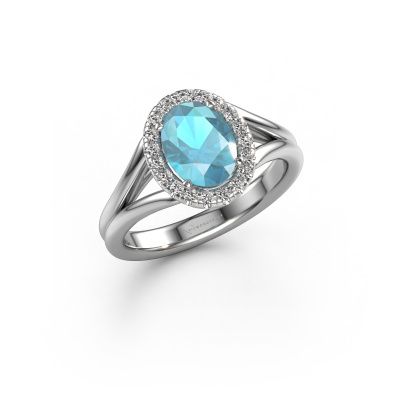 Engagement ring Verla ovl 1 950 platinum blue topaz 8x6 mm