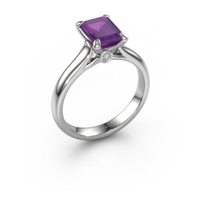 Engagement ring Valorie eme 1 585 white gold amethyst 9x7 mm