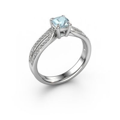 Verlobungsring Antonia cus 2 950 Platin Aquamarin 5 mm