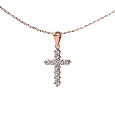 Anhänger Cross 585 Roségold Diamant 0.330 crt