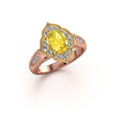 Verlobungsring Rosan 585 Roségold Gelb Saphir 8x6 mm
