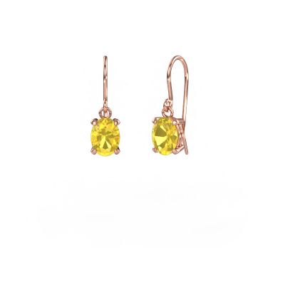 Pendants d'oreilles Laurie OVL 1 585 or rose saphir jaune 8x6 mm