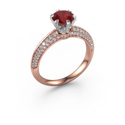 Engagement ring Abby 585 rose gold ruby 6.5 mm