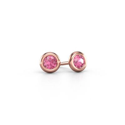 Clous d'oreilles Lieke RND 585 or rose saphir rose 4 mm
