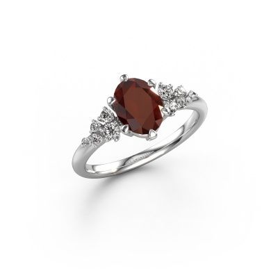 Engagement ring Royce OVL 950 platinum garnet 8x6 mm
