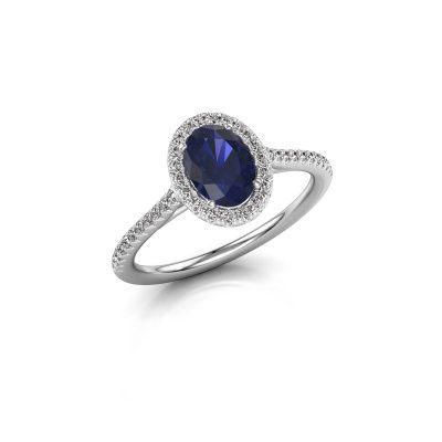 Engagement ring Seline ovl 2 585 white gold sapphire 7x5 mm
