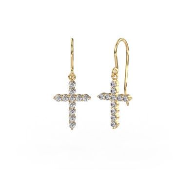 Pendants d'oreilles Cross 585 or jaune diamant synthétique 0.660 crt