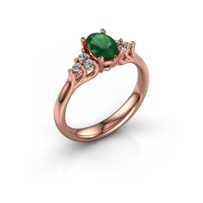 Engagement ring Monika OVL 585 rose gold emerald 7x5 mm