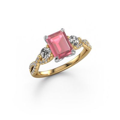 Engagement ring Marilou EME 585 gold tourmaline pink 8x6 mm